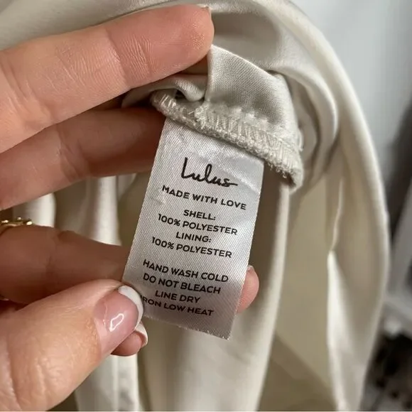 Lulus Always Celebrating Ivory Satin Off The‎ Shoulder Mini Dress Size Small - Picture 4 of 5